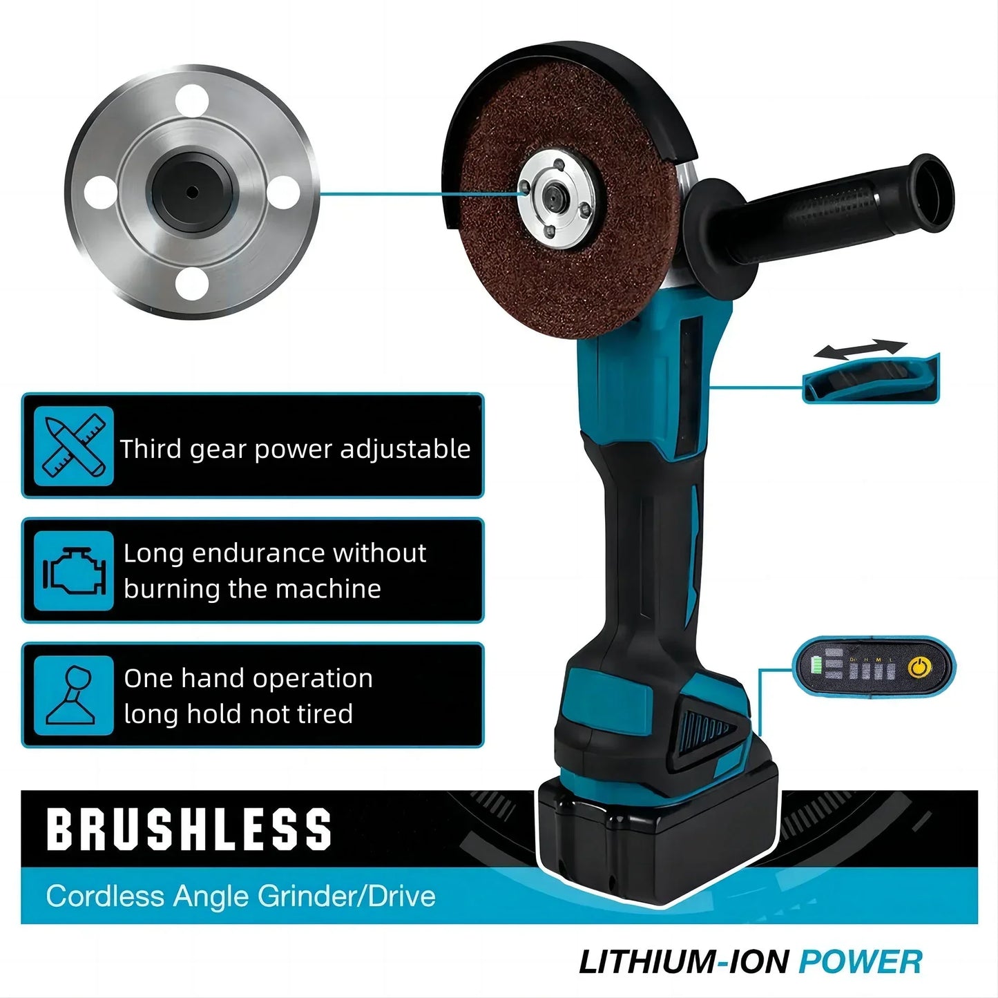 New Makita DGA404 18V Brushless Electric Angle Grinder 125mm Cordless Grinder Metal Wood Grinding Polishing Cutting Power Tool