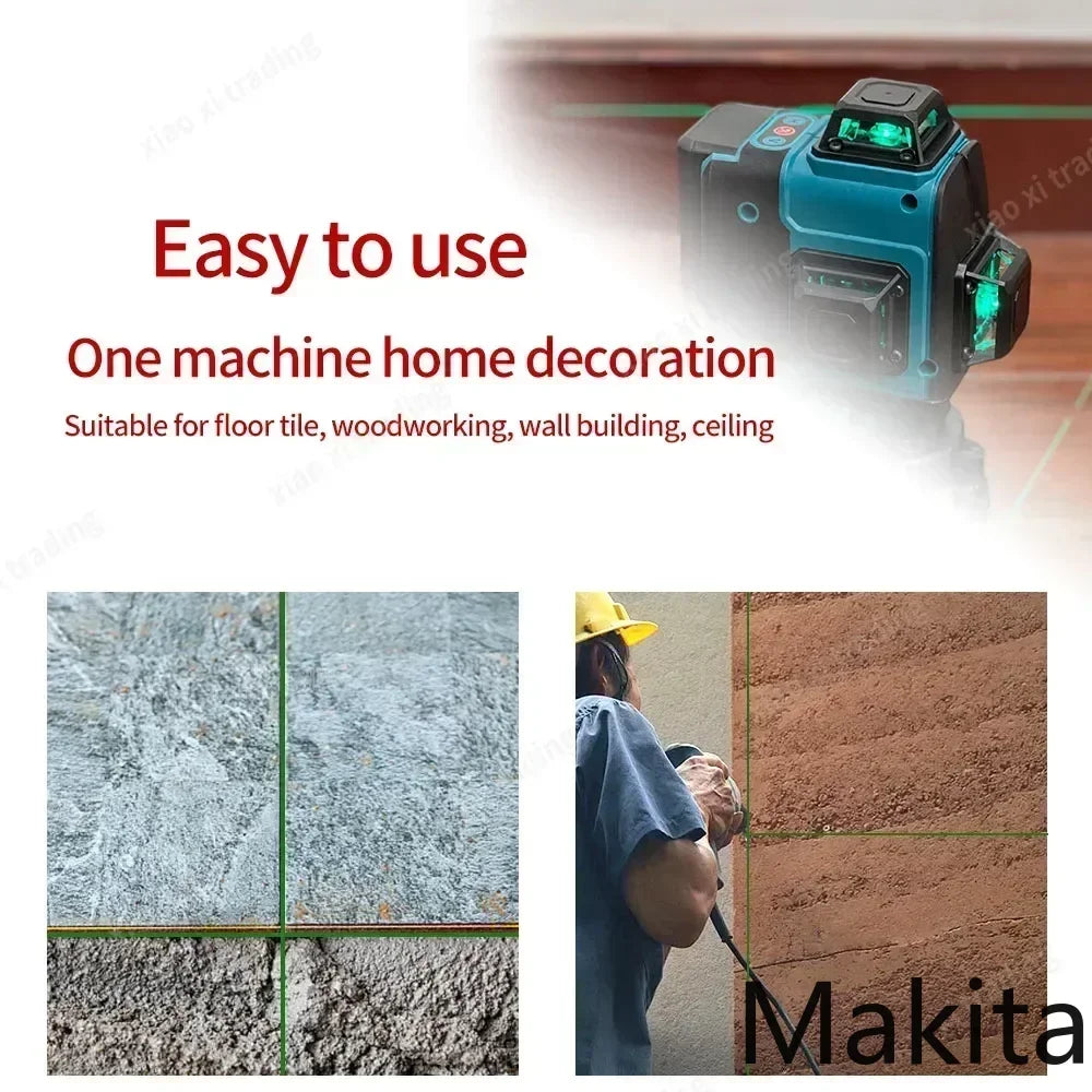 Makita 16-Line Laser Level Green Line Self-Leveling 360 Vertical Cross Super Powerful Green Beam High-precision Portable