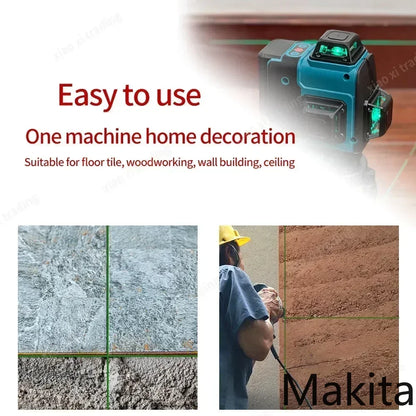 Makita 16-Line Laser Level Green Line Self-Leveling 360 Vertical Cross Super Powerful Green Beam High-precision Portable