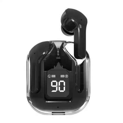 Transparent Earphones Wireless Bluetooth Noise Canceling LED Digital Display Charging Case Waterproof Gaming Compatible