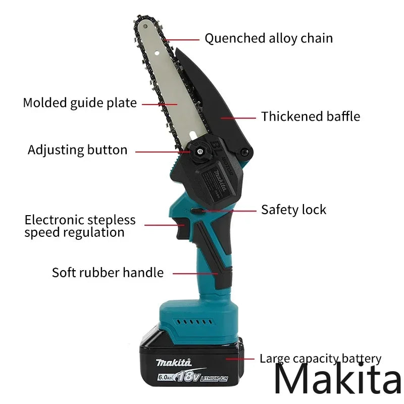 MAKITA Japan Makita electric chainsaw UC100 rechargeable branch pruning 4 inch wood workshop DIY with 12V lithium electric loggi