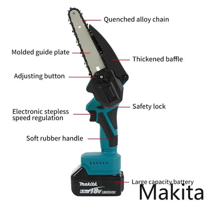 MAKITA Japan Makita electric chainsaw UC100 rechargeable branch pruning 4 inch wood workshop DIY with 12V lithium electric loggi
