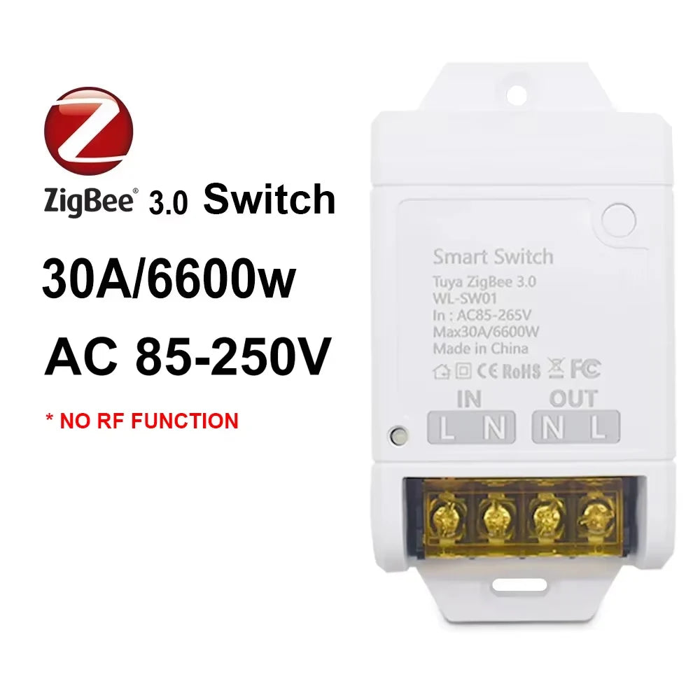 Smart Tuya Switch WIFI / ZIGBEE 30A 6600W / 4000W Relay Module Smart Life Wireless Remote Control Breaker Work with Alexa