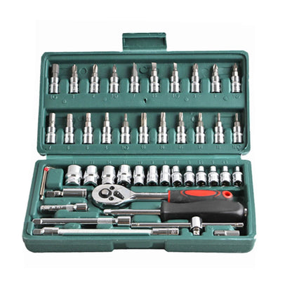 53pc/46pc Car Repair Tool Kit 1/4-Inch Socket Set Car Repair Tool Ratchet Torque Wrench Combo Auto Repairing Set Mechanic Tools