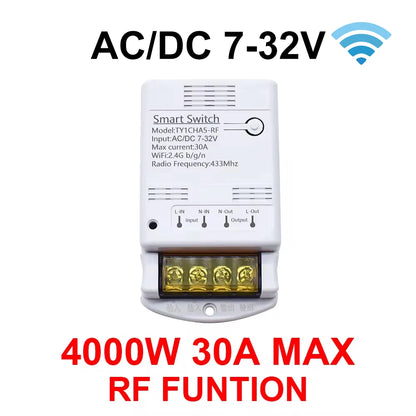 Smart Tuya Switch WIFI / ZIGBEE 30A 6600W / 4000W Relay Module Smart Life Wireless Remote Control Breaker Work with Alexa
