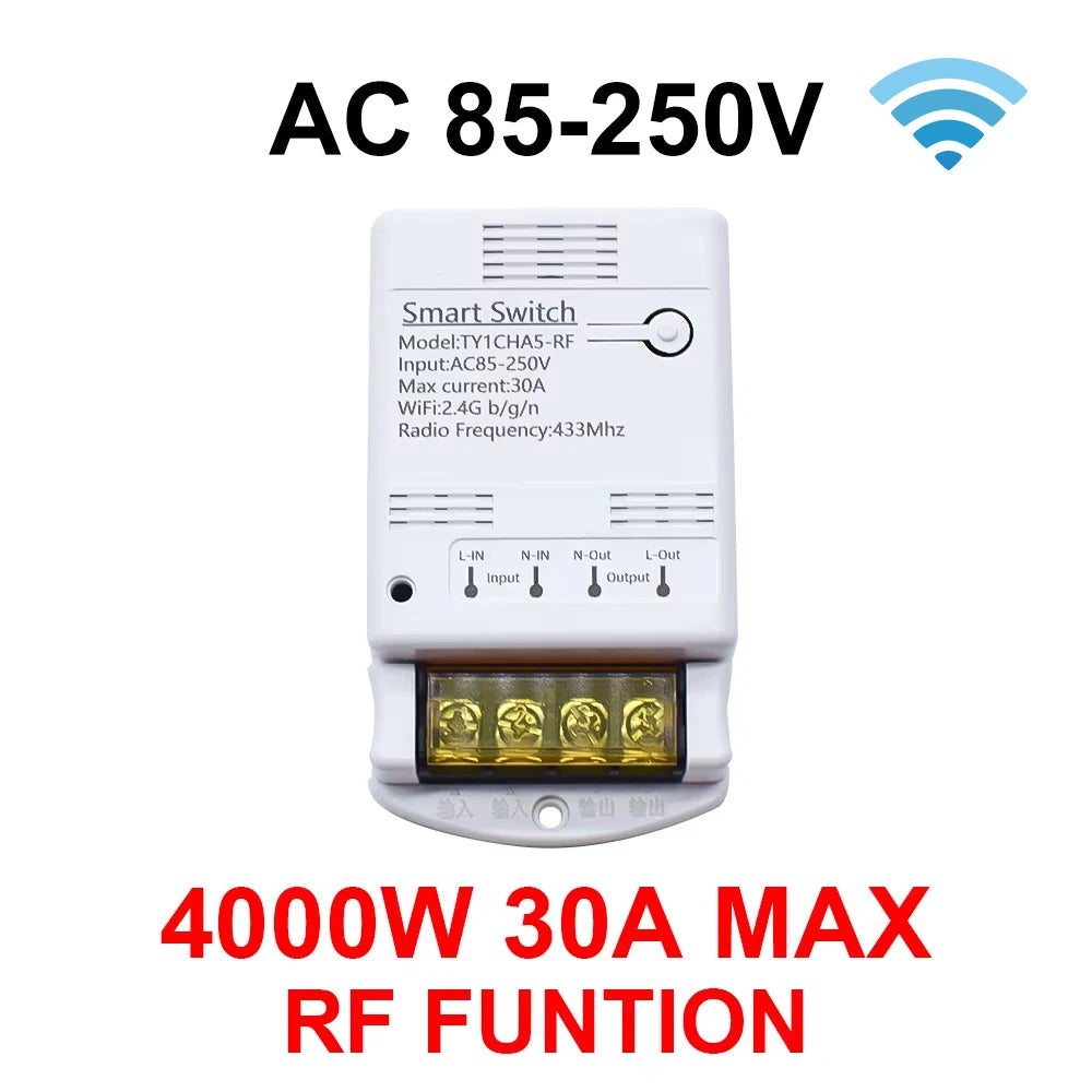 Smart Tuya Switch WIFI / ZIGBEE 30A 6600W / 4000W Relay Module Smart Life Wireless Remote Control Breaker Work with Alexa