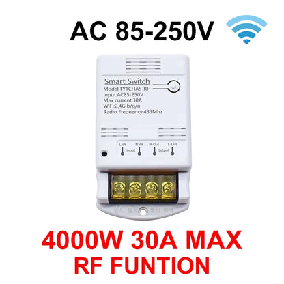 Smart Tuya Switch WIFI / ZIGBEE 30A 6600W / 4000W Relay Module Smart Life Wireless Remote Control Breaker Work with Alexa